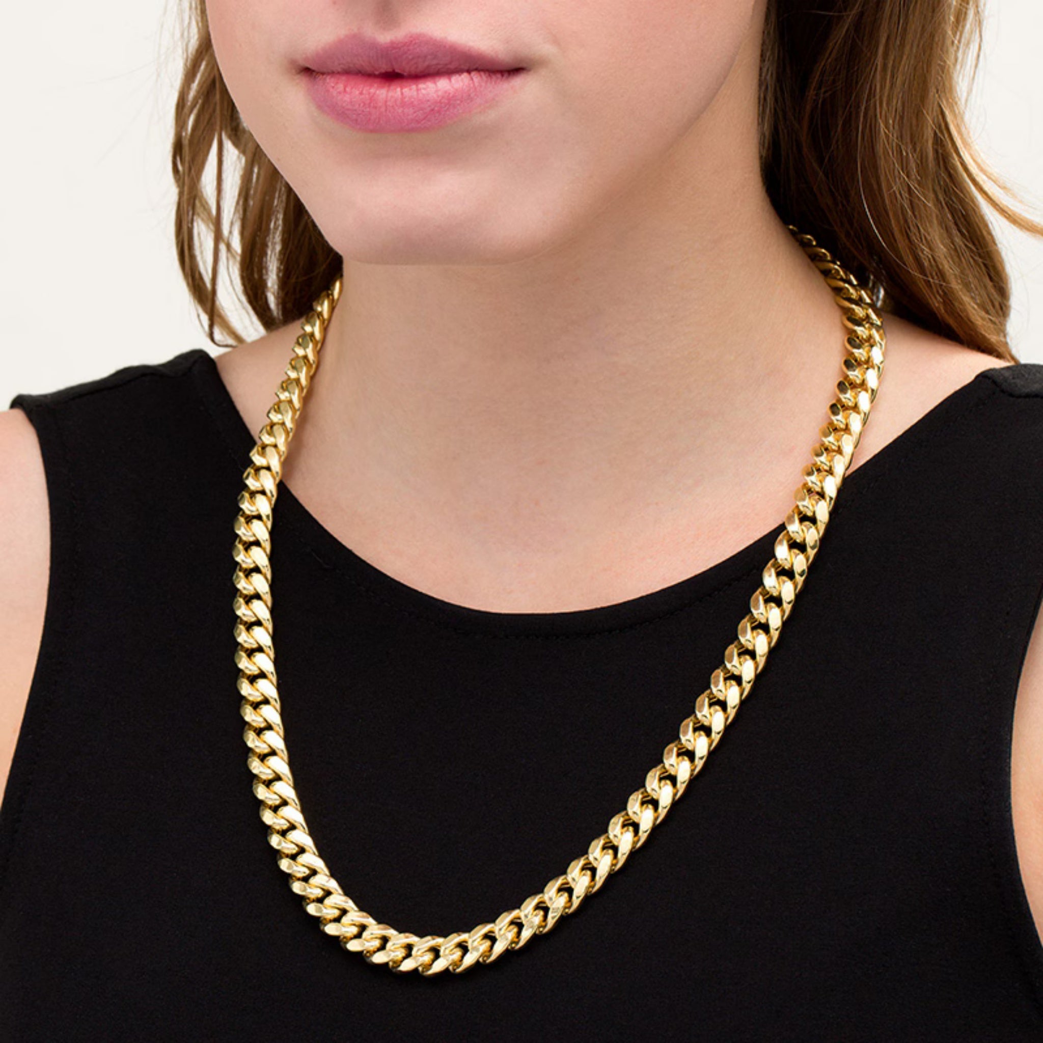 14K Gold Solid Handcrafted Cuban Link Necklace
