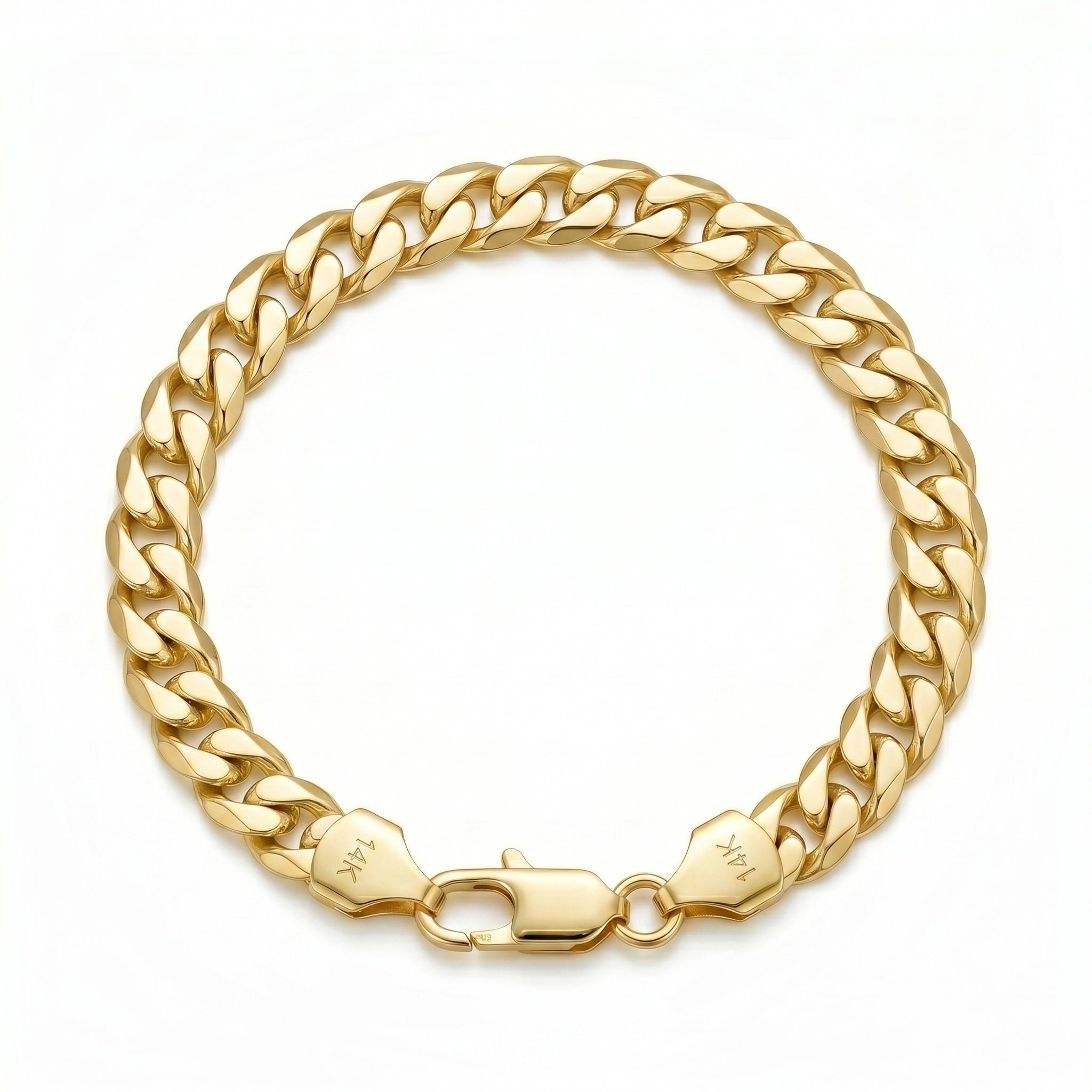 14K Gold Solid Handcrafted Cuban Link Bracelet