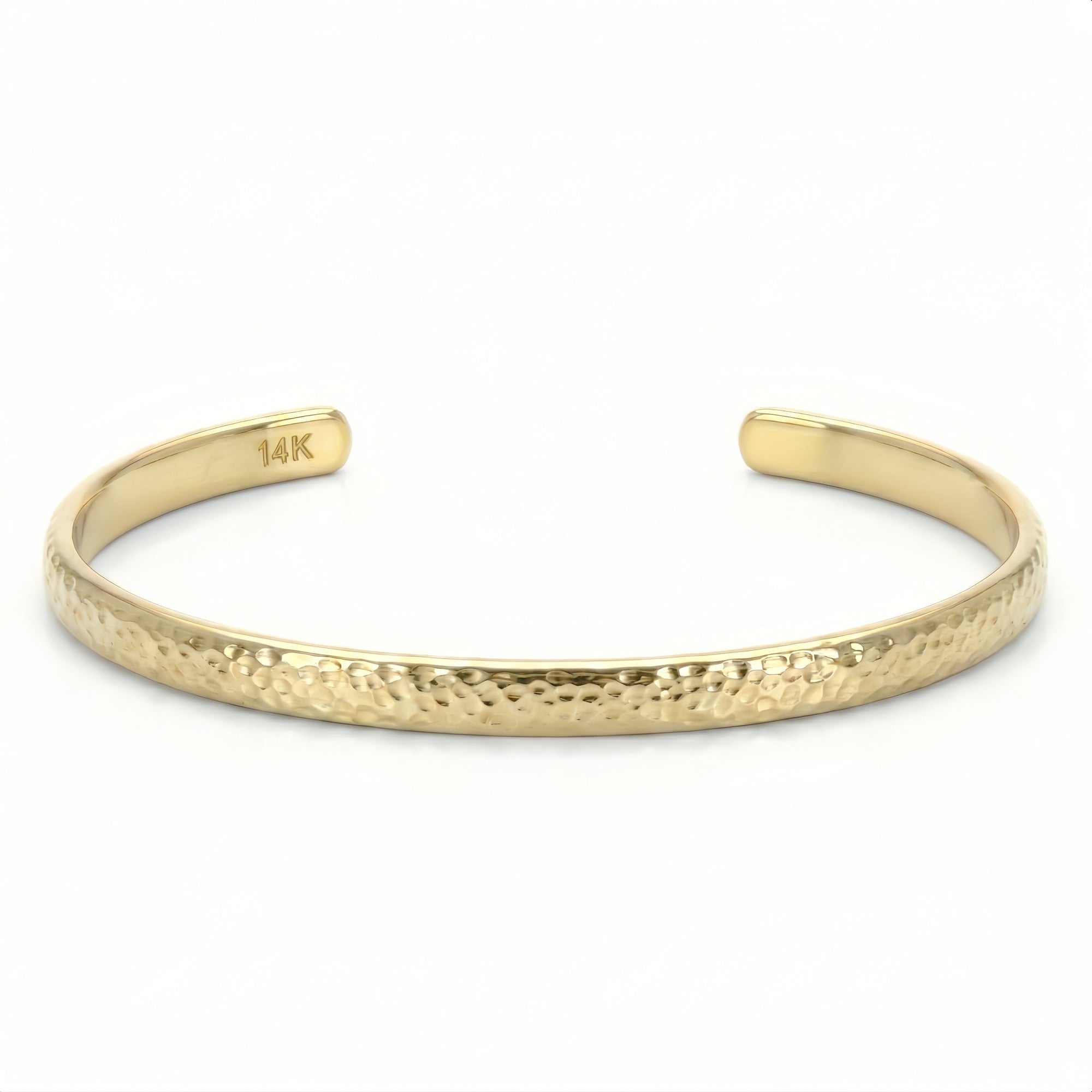 14K Textured Gold Open Cuff Bracelet