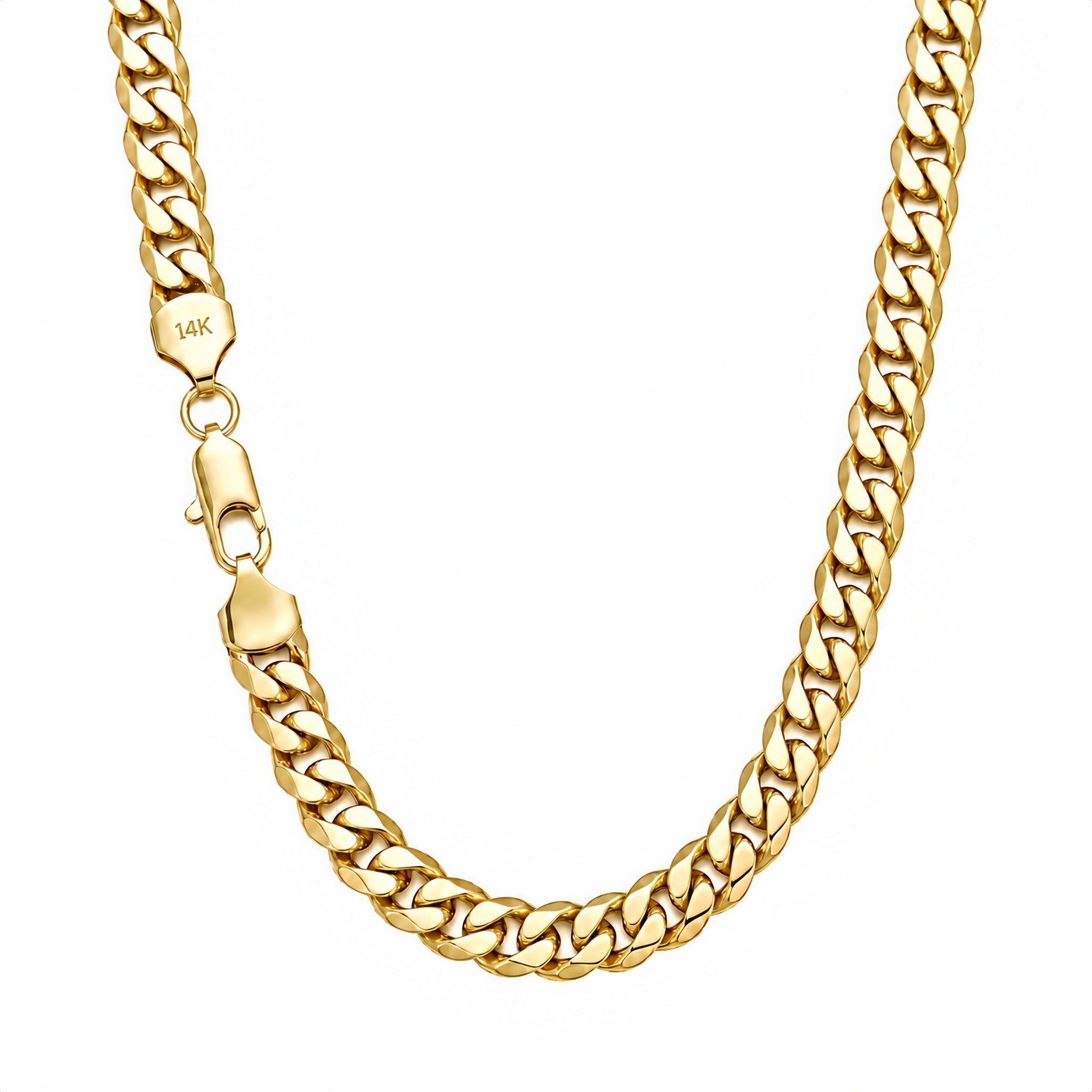14K Gold Solid Handcrafted Cuban Link Necklace
