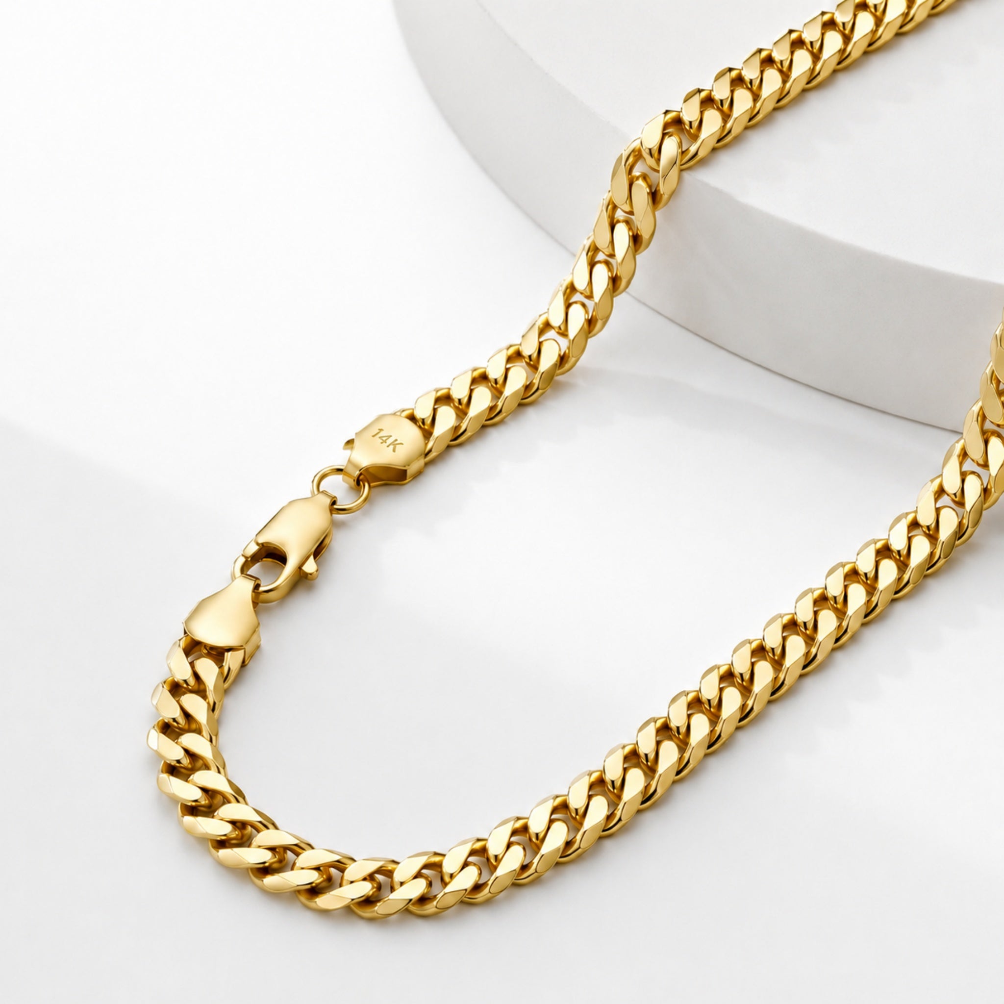 14K Gold Solid Handcrafted Cuban Link Necklace