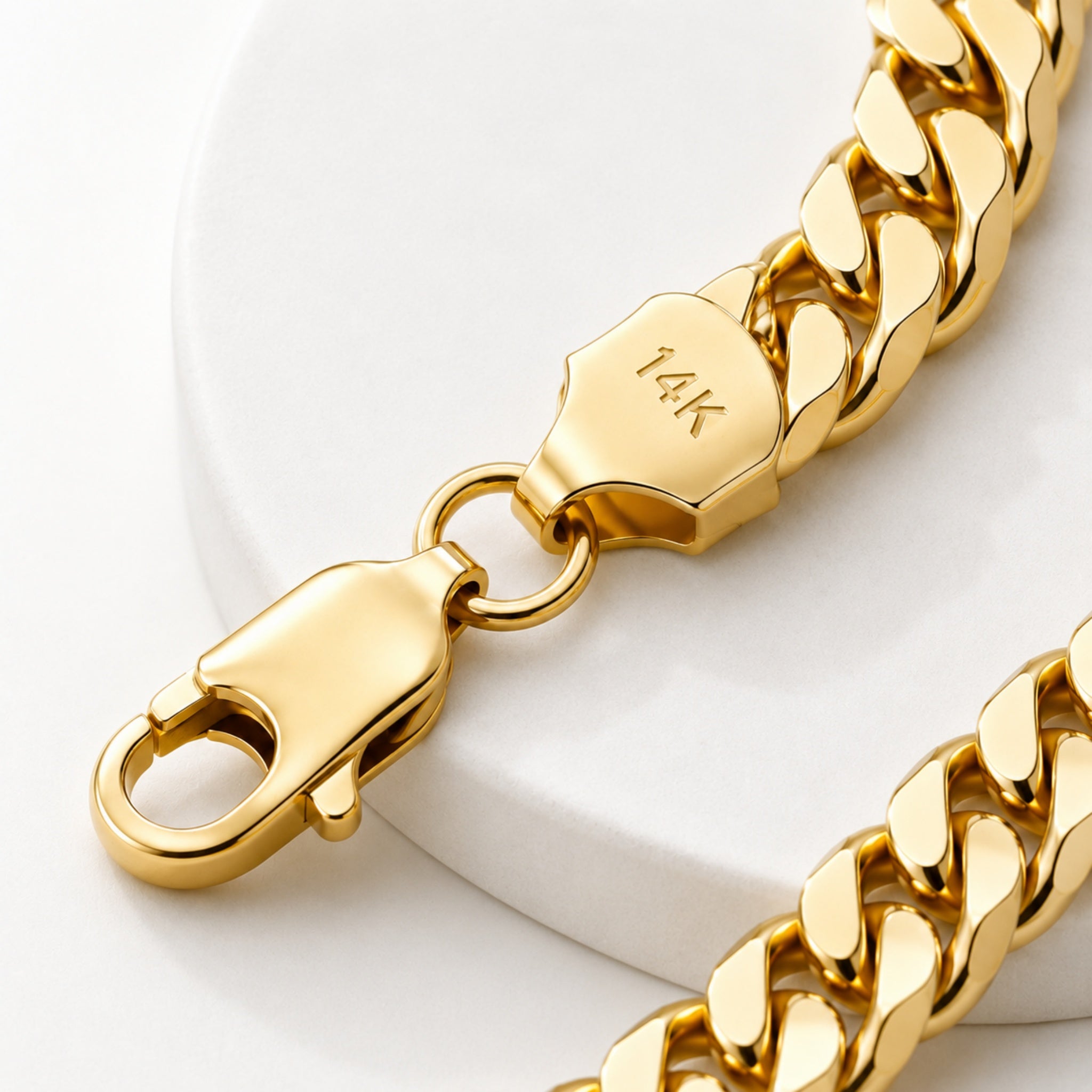 14K Gold Solid Handcrafted Cuban Link Necklace